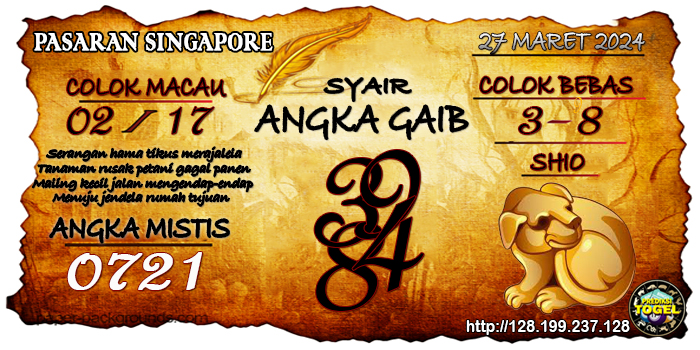 SYAIR ANGKA SINGAPORE HARI INI Rabu 27 Maret 2024