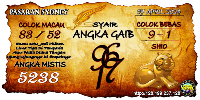 Prediksi Togel Sydney Minggu 07 April 2024