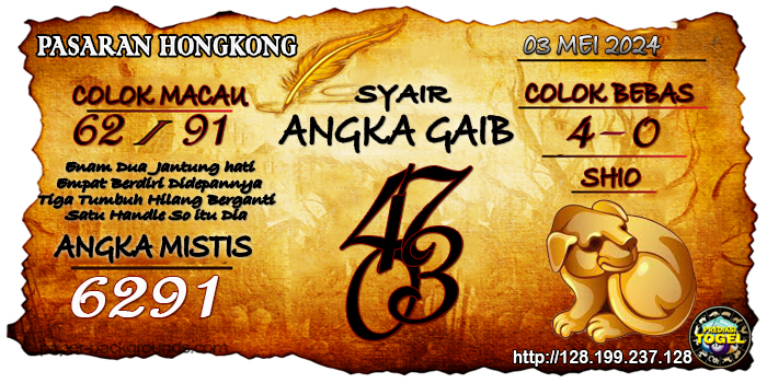 SYAIR ANGKA HONGKONG HARI INI Jumat 03 Mei 2024