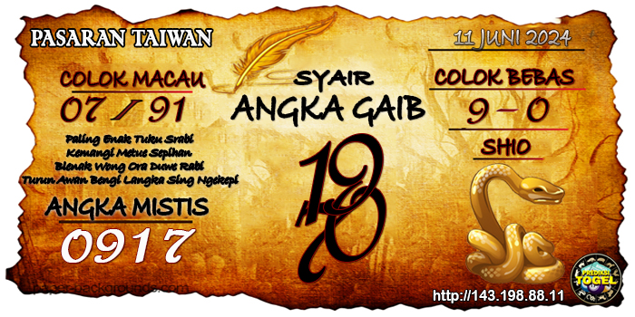 Prediksi Togel Taiwan Selasa 11 Juni 2024