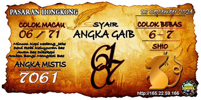  Prediksi Togel Hongkong Rabu 18 September 2024