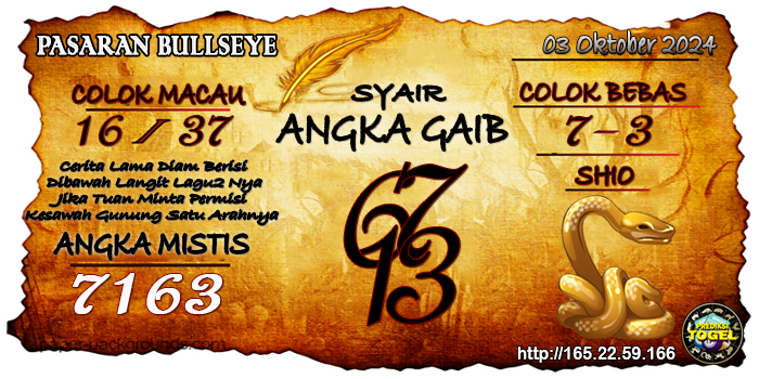 Prediksi Togel Bullseye Kamis 03 Oktober 2024