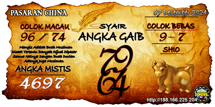 Prediksi Togel China Sabtu 07 Desember 2024