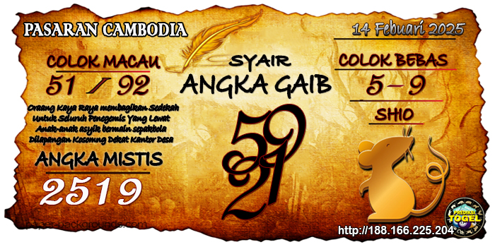 Prediksi Togel Cambodia Jumat 14 Februari 2025