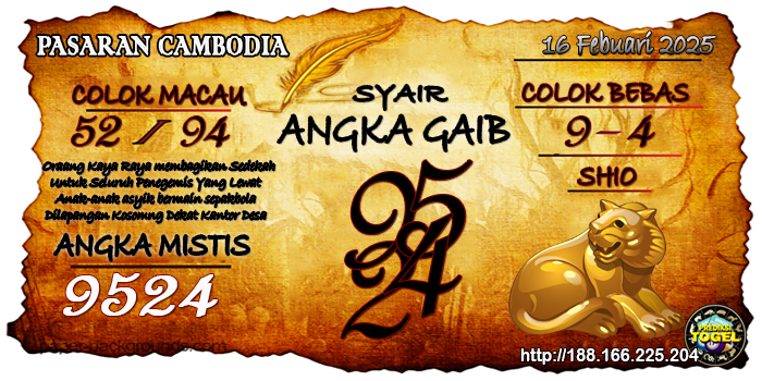 Prediksi Togel Cambodia Minggu 16 Februari 2025