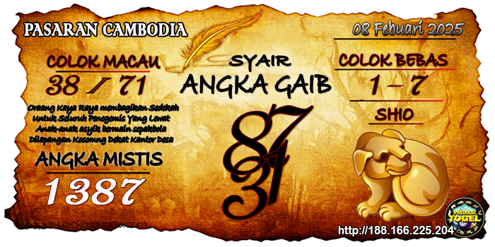 Prediksi Togel Cambodia Sabtu 08 Februari 2025