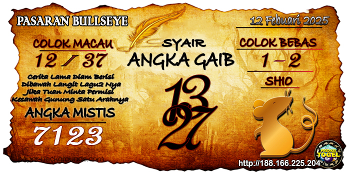 Prediksi Togel Bullseye Rabu 12 Februari 2025