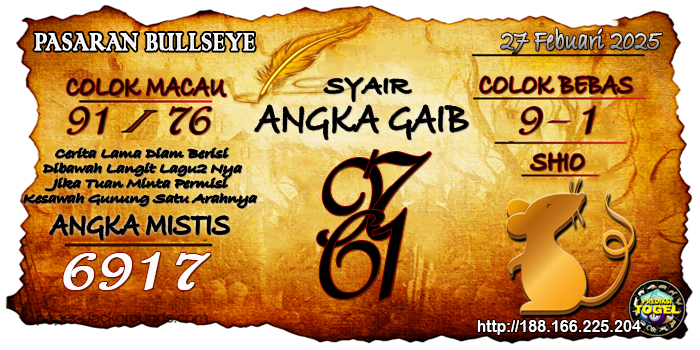 Prediksi Togel Bullseye Kamis 27 Februari 2025