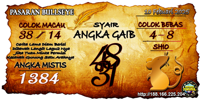 Prediksi Togel Bullseye Senin 10 Februari 2025