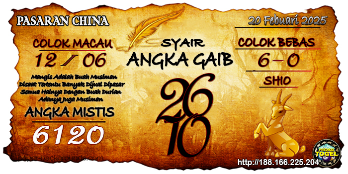 Prediksi Togel China Kamis 20 Februari 2025