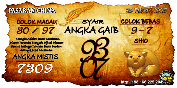 Prediksi Togel China Rabu 26 Februari 2025
