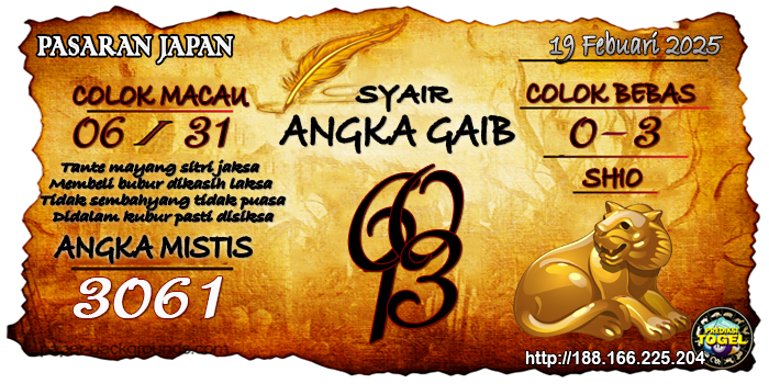 Prediksi Togel Japan Rabu 19 Februari 2025