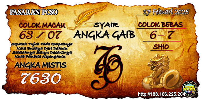 Prediksi Togel Pcso Senin 17 Februari 2025
