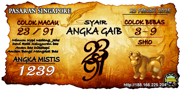 Prediksi Togel Singapore Minggu 23 Februari 2025