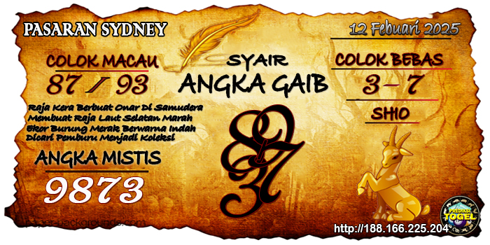 Prediksi Togel Sydney Rabu 12 Februari 2025