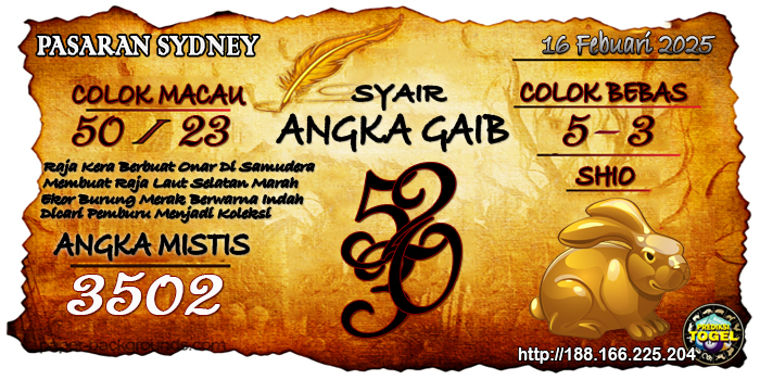 Prediksi Togel Sydney Minggu 16 Februari 2025