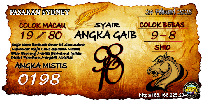 Prediksi Togel Sydney Senin 24 Februari 2025