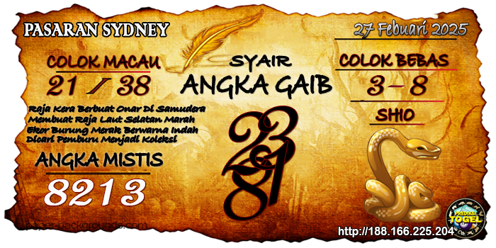 Prediksi Togel Sydney Kamis 27 Februari 2025
