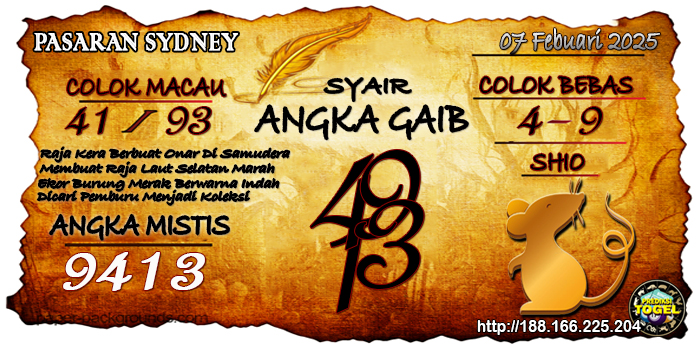 Prediksi Togel Sydney Jumat 07 Februari 2025