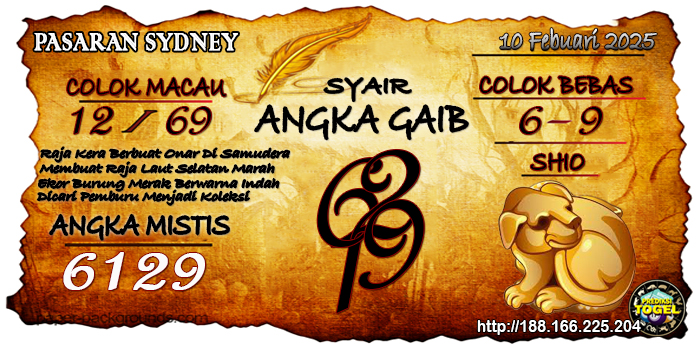 Prediksi Togel Sydney Senin 10 Februari 2025