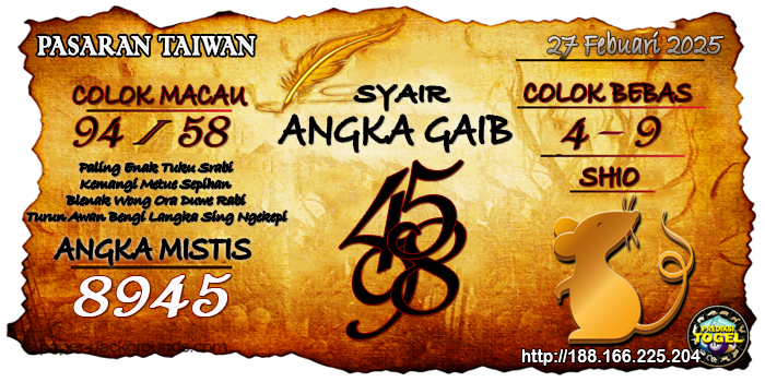 Prediksi Togel Taiwan Kamis 27 Februari 2025