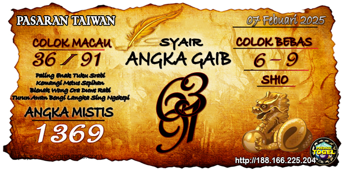 Prediksi Togel Taiwan Jumat 07 Februari 2025