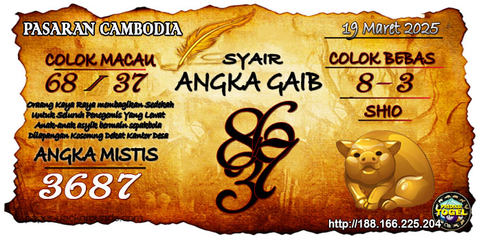 Prediksi Togel Cambodia Rabu 19 Maret 2025