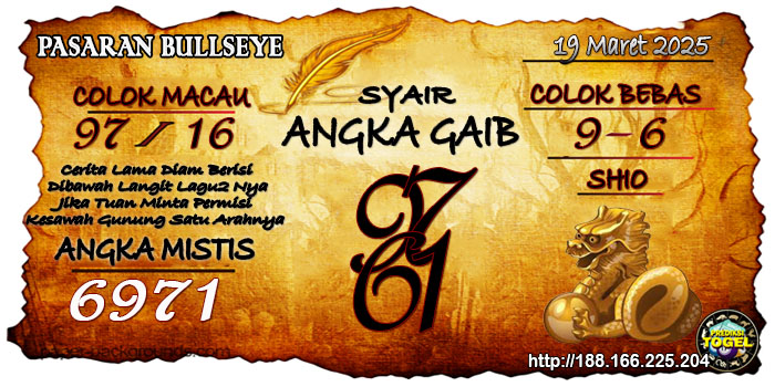 Prediksi Togel Bullseye Rabu 19 Maret 2025