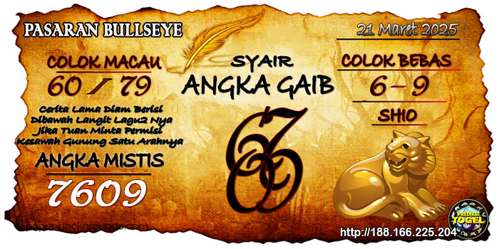Prediksi Togel Bullseye Jumat 21 Maret 2025