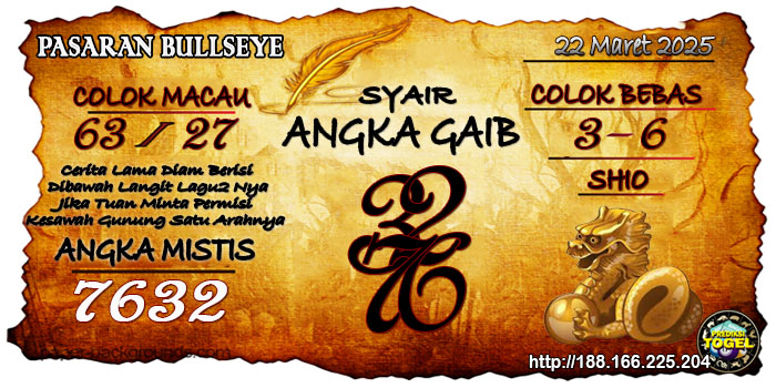 Prediksi Togel Bullseye Sabtu 22 Maret 2025