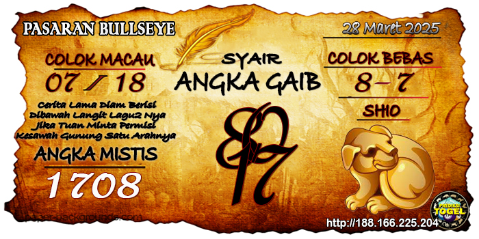 Prediksi Togel Bullseye Jumat 28 Maret 2025