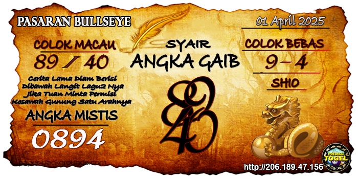 Prediksi Togel Bullseye Selasa 1 April 2025