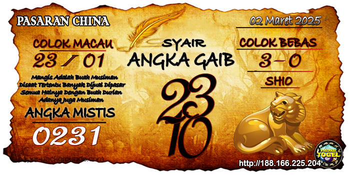 Prediksi Togel China Minggu 02 Maret 2025