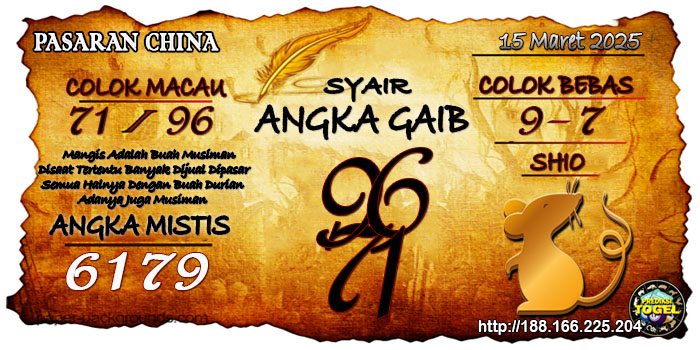 Prediksi Togel China Sabtu 15 Maret 2025