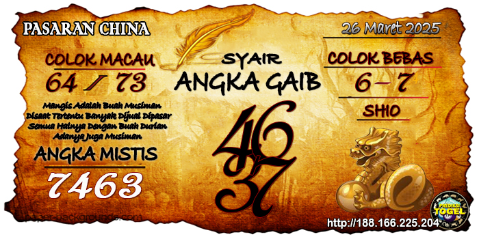 Prediksi Togel China Rabu 26 Maret 2025