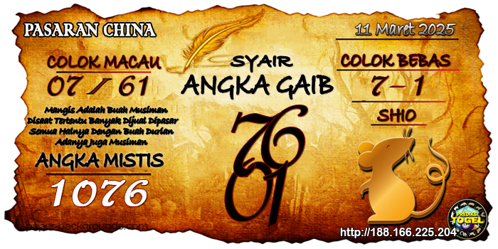Prediksi Togel China Selasa 11 Maret 2025