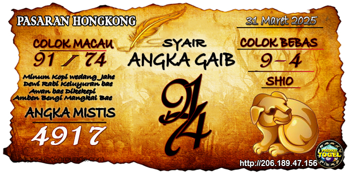 Prediksi Togel Hongkong Senin 31 Maret 2025