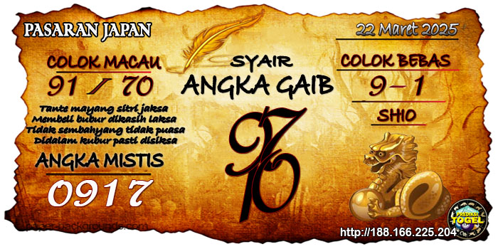 Prediksi Togel Japan Sabtu 22 Maret 2025
