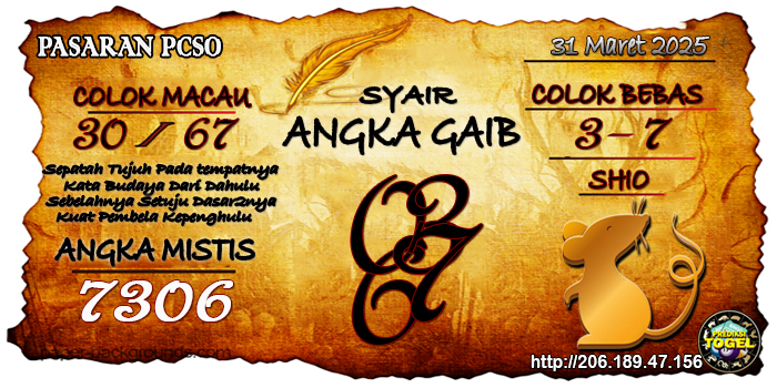 Prediksi Togel Pcso Senin 31 Maret 2025

