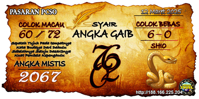 Prediksi Togel Pcso Rabu 12 Maret 2025
