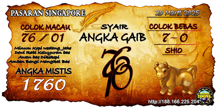 Prediksi Togel Singapore Kamis 20 Maret 2025
