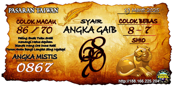 Prediksi Togel Taiwan Rabu 19 Maret 2025