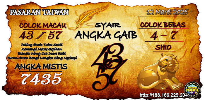 Prediksi Togel Taiwan Rabu 12 Maret 2025
