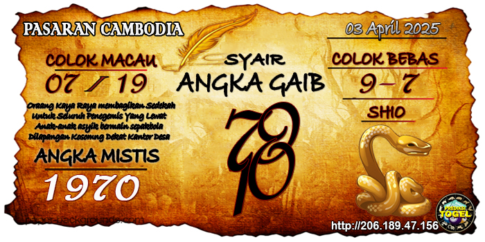 Prediksi Togel Cambodia Kamis 3 April 2025