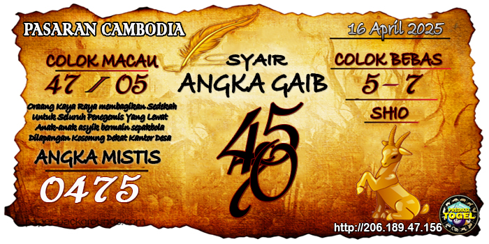 Prediksi Togel Cambodia Rabu 16 April 2025