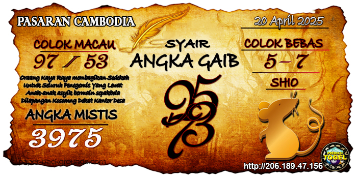 Prediksi Togel Cambodia Minggu 20 April 2025