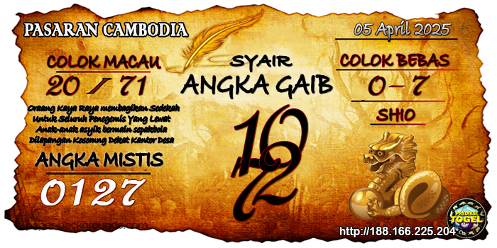 Prediksi Togel Cambodia Sabtu 5 April 2025
