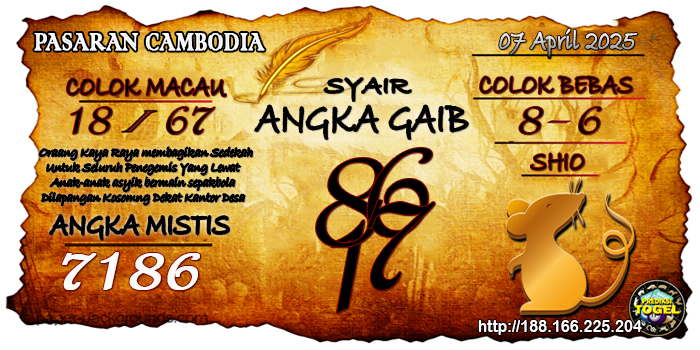 Prediksi Togel Cambodia Senin 7 April 2025