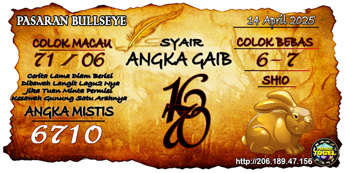 Prediksi Togel Bullseye Senin 14 April 2025