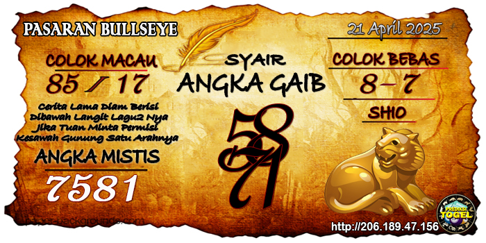 Prediksi Togel Bullseye Senin 21 April 2025